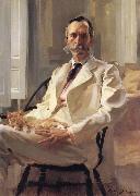 Cecilia Beaux Man with the Cat Portrait of Henry Sturgis Drinker oil painting